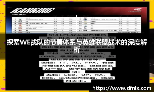 探索WE战队的节奏体系与英雄联盟战术的深度解析